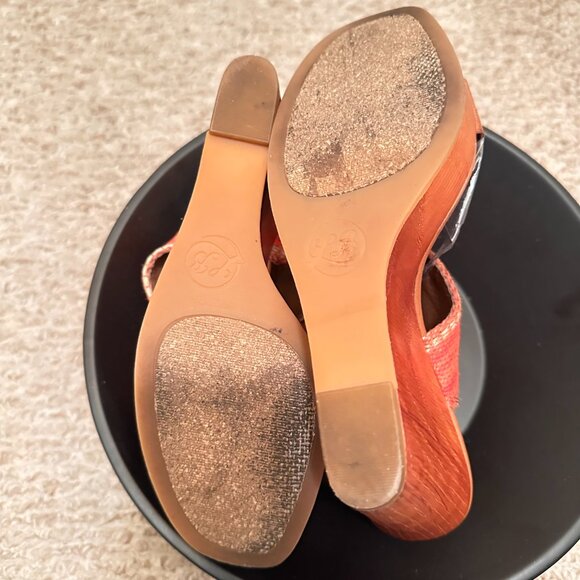 Reddish Orange & Beige Woven Platform Sandals – Size 8.5 - Picture 6 of 10